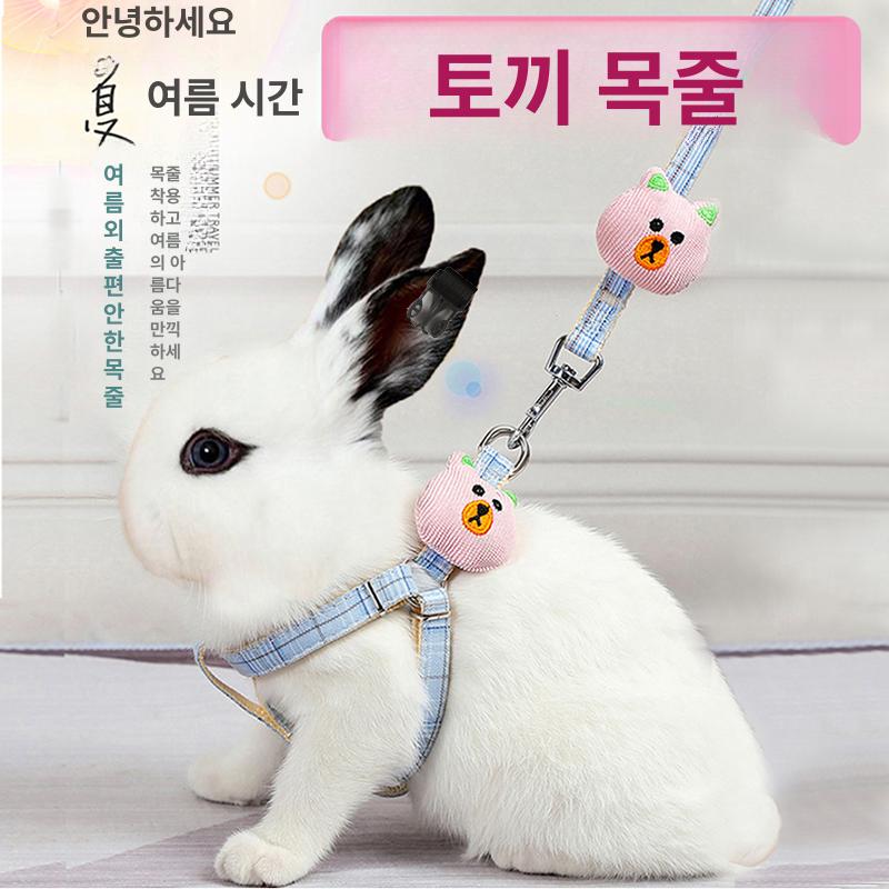 토끼목줄 훈련 야외 스트랩 햄스터 액세서리 새끼 보타이 라이트그린 플로럴 0.5~2kg - 상세 이미지 2