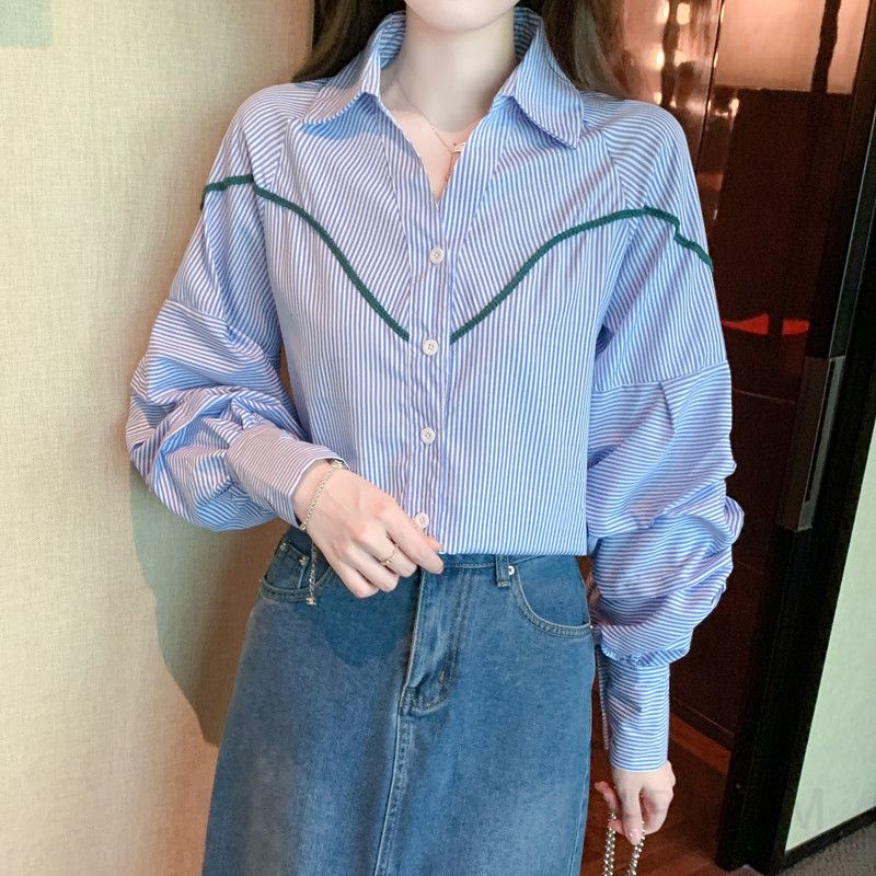 여성 긴팔 셔츠 가을 스타일 폴로 칼라 캐주얼 데일리 코튼 셔츠 트렌디한 디자인 편안한 착용감 다용도 활용성 높은 외출용 - 상세 이미지 3