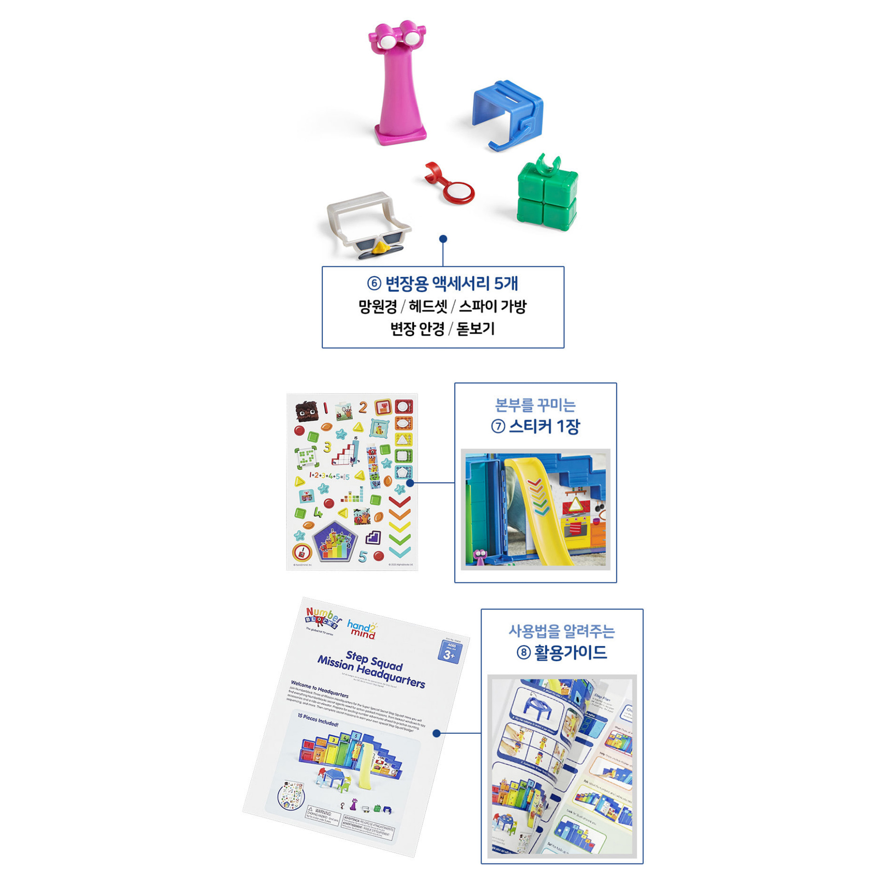 넘버블럭스 피규어 장난감 미션 본부 세트 변장놀이 숫자 수학 개념 블럭 놀이 한글판 - 상세 이미지 5