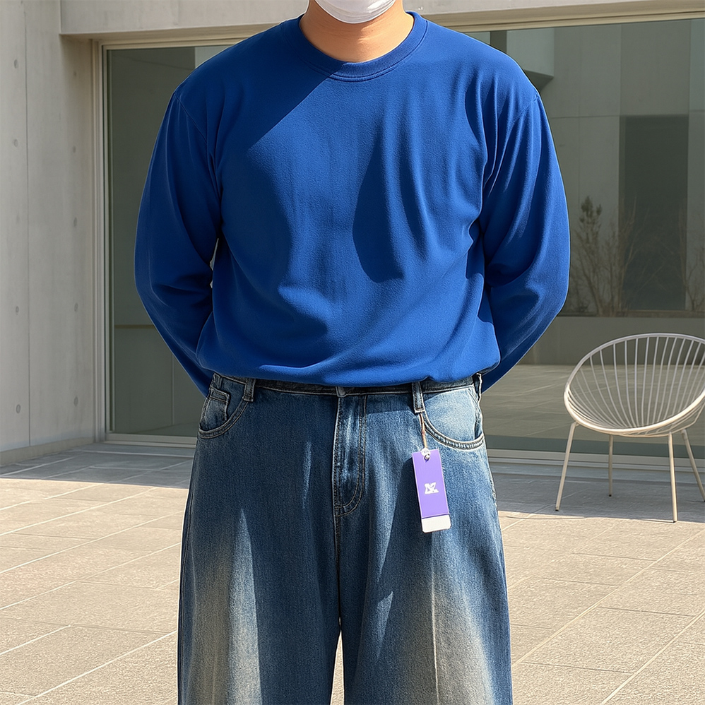 1+1 무지티 남자흰티 16수티셔츠 - 상세 이미지 5