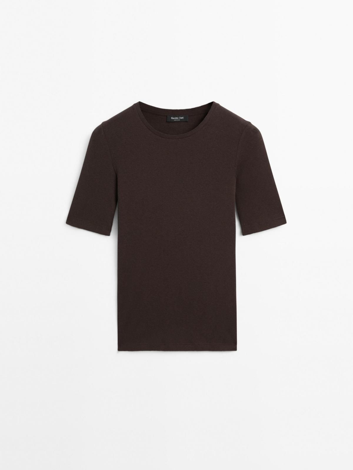 마시모두띠 미니멀 코튼 블렌드 반팔 티셔츠 6280/106 BROWN - 메인 이미지