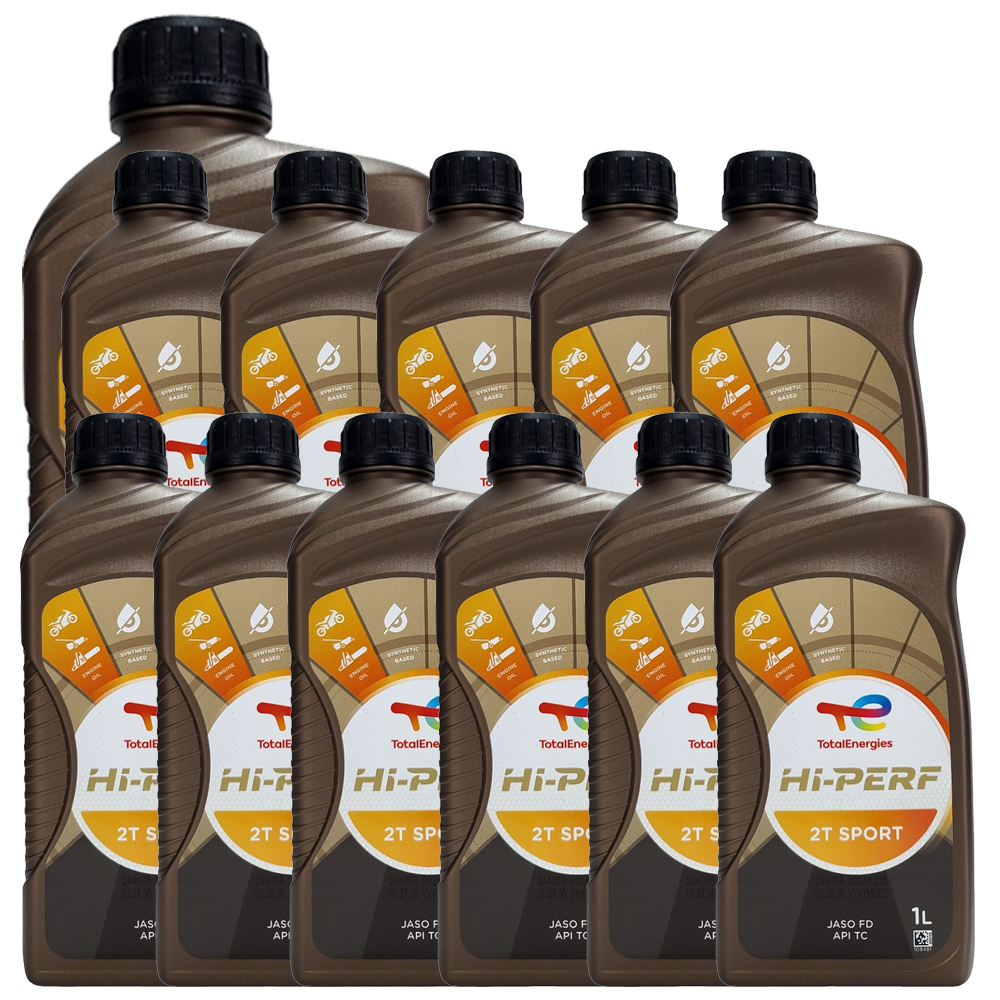 토탈 하이퍼프 2T 스포츠 청색 1L x 12개 1박스 저매연 합성유 JASO FD 고성능 2행정 바이크 예초기 카트 엔진오일