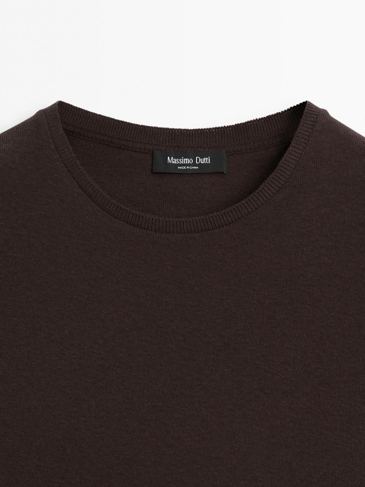마시모두띠 미니멀 코튼 블렌드 반팔 티셔츠 6280/106 BROWN - 상세 이미지 5