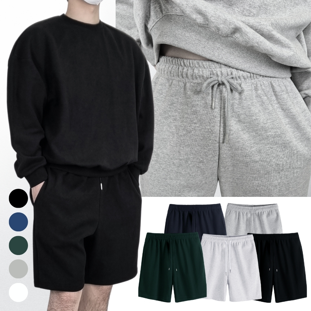 남자 에센셜 4부 반바지 통 넓은 큰 와이드 흰색 회색 흰 반바지 - 상품 이미지