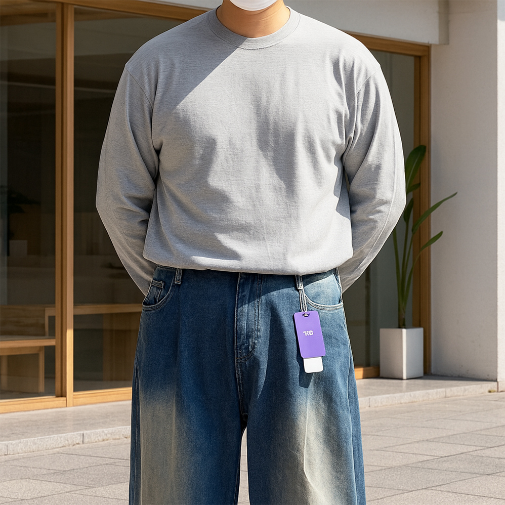 1+1 무지티 남자흰티 16수티셔츠 - 상세 이미지 3