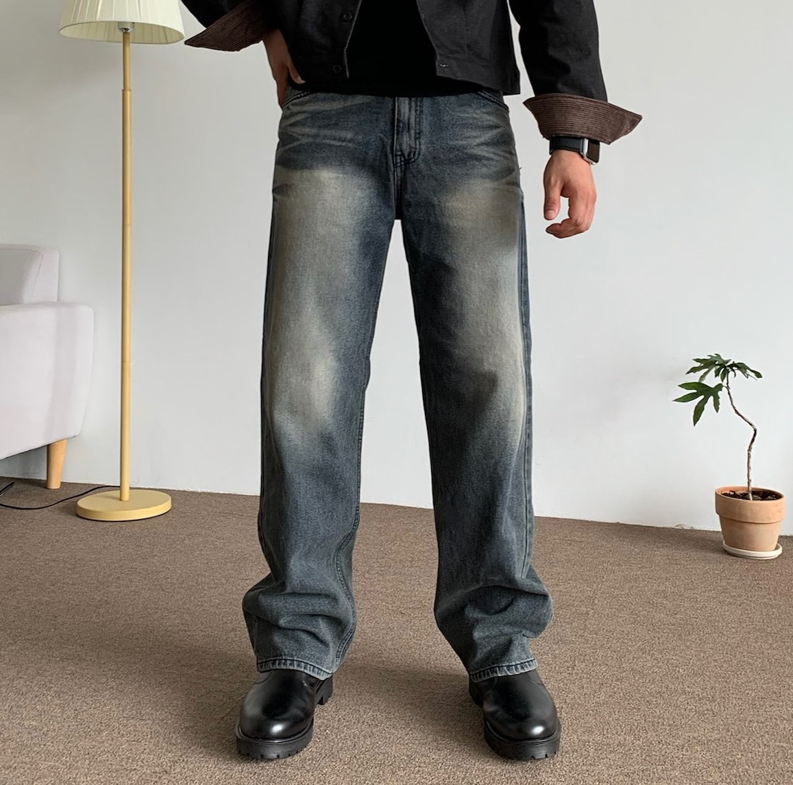 S~2XL 워싱 데님 팬츠 - 상품 이미지