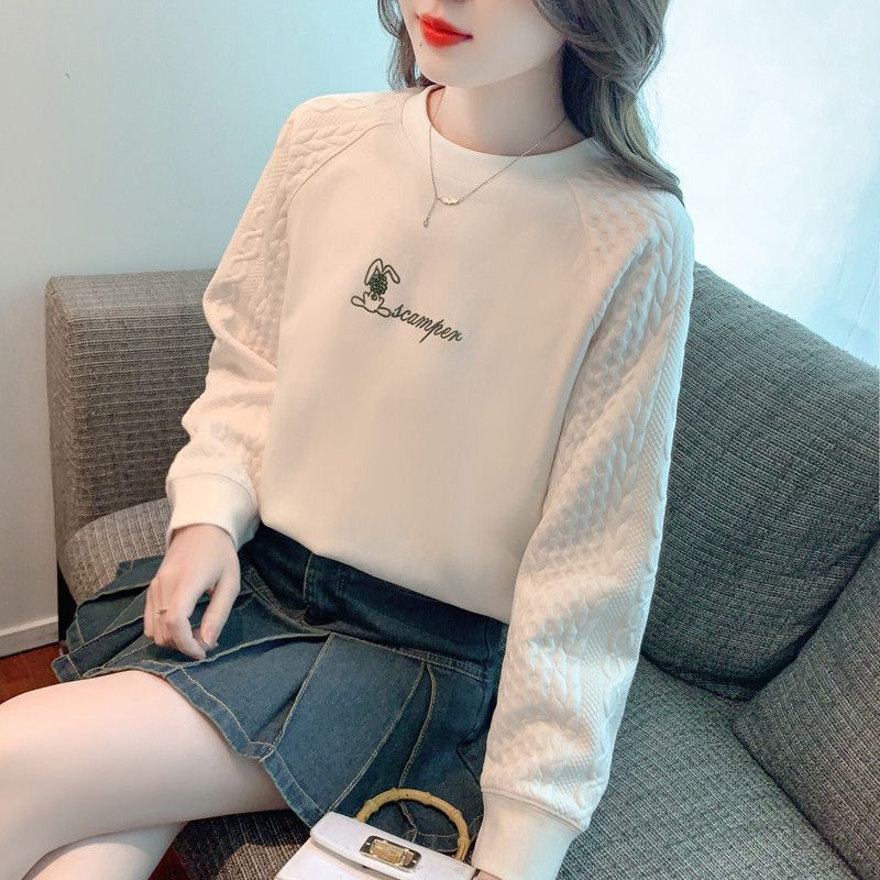 여성용 루즈핏 긴팔 티셔츠 세련된 스타일 데일리 캐주얼 가을용 편안한 착용감 후드리스 스웨트셔츠 모던한 디자인 - 상세 이미지 3