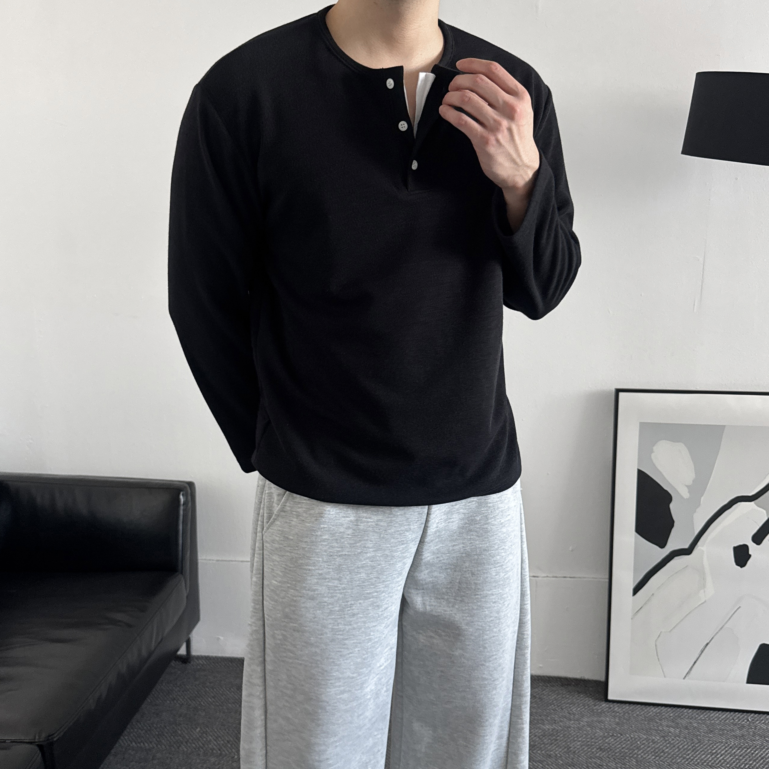 헨리넥 레이어드 롱슬리브 긴팔티 - 상세 이미지 3