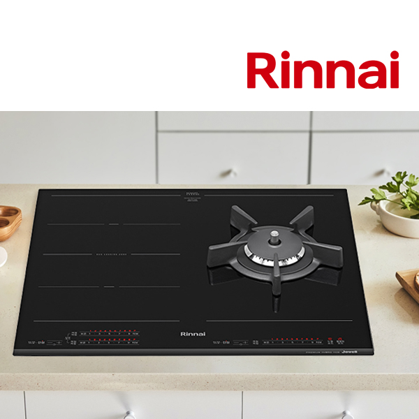 린나이 쥬벨 독일 직수입 쇼트사 3구 가스 하이브리드 인덕션 올파워 듀오존 터치식 레인지