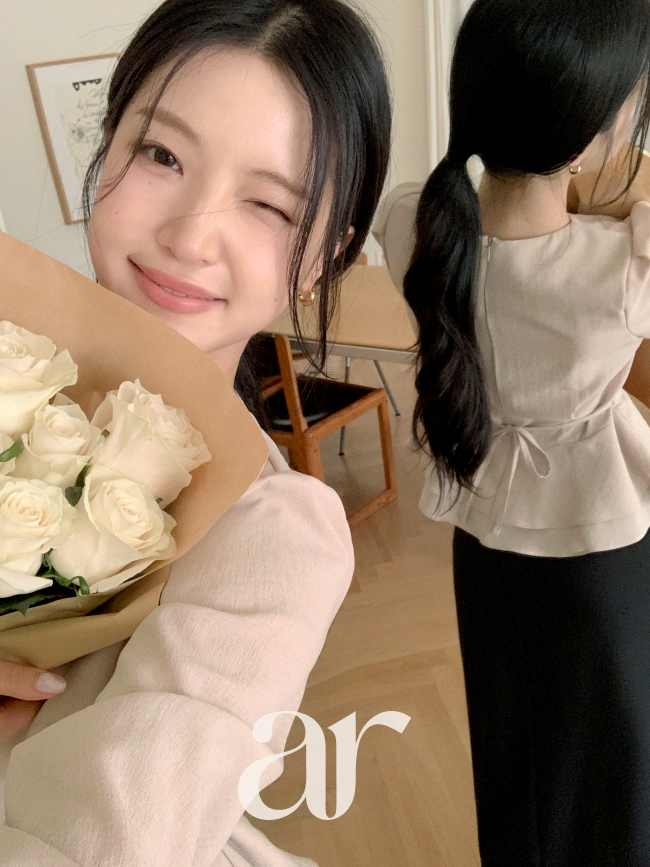 리본 스트랩 페플럼 7부 블라우스 bs8421 - 상세 이미지 2