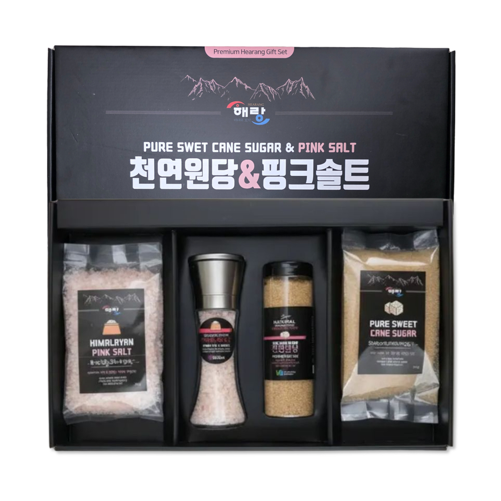 히말라야핑크소금 그라인더200g+리필300g 천연원당500g 선물세트 - 메인 이미지