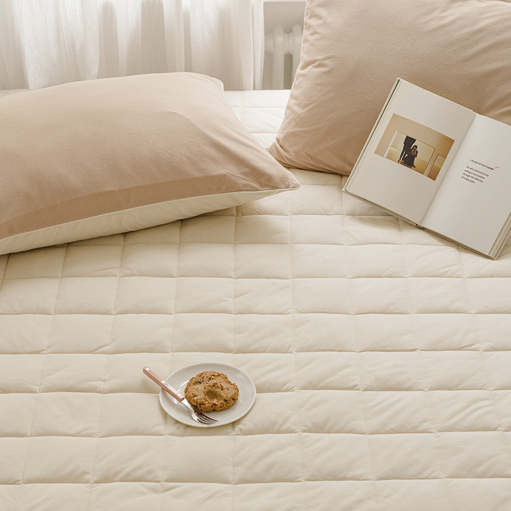 바자르 슈크림 극세사 겨울 고정밴딩 침대패드 SS