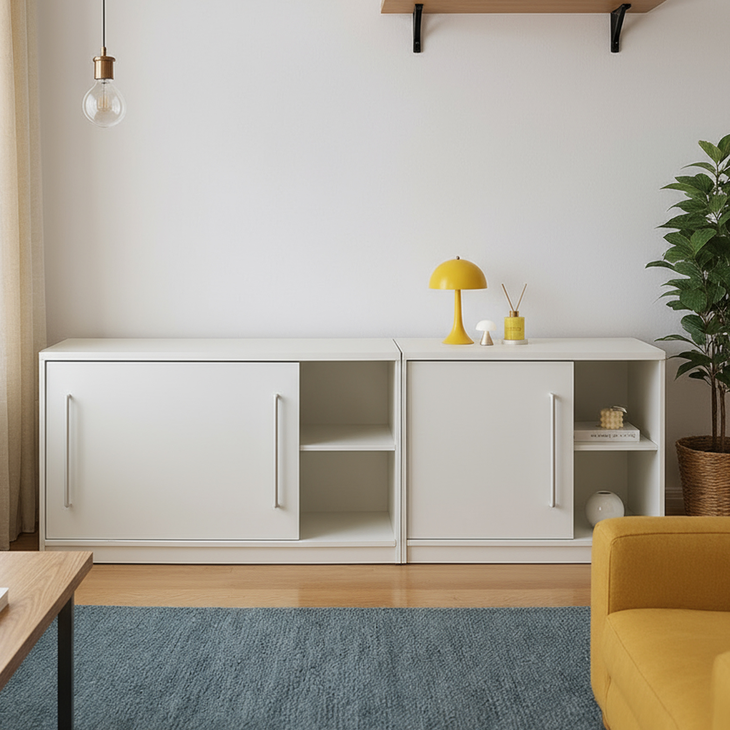 슬라이딩 거실장 티비다이 낮은 거실장 미드센츄리 1200x400x600mm, 화이트