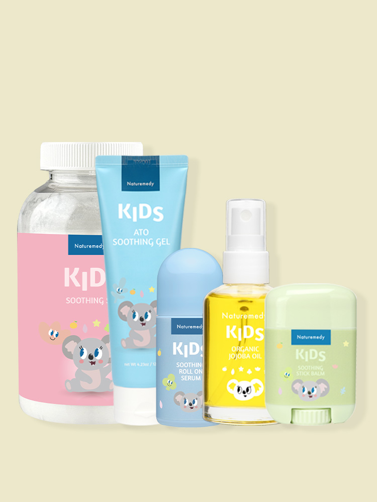 신생아 보습세트/ 아기 수딩젤+진정 세럼+침독 크림+마사지 오일+촉촉 유아 천연 입욕제 - 상품 이미지