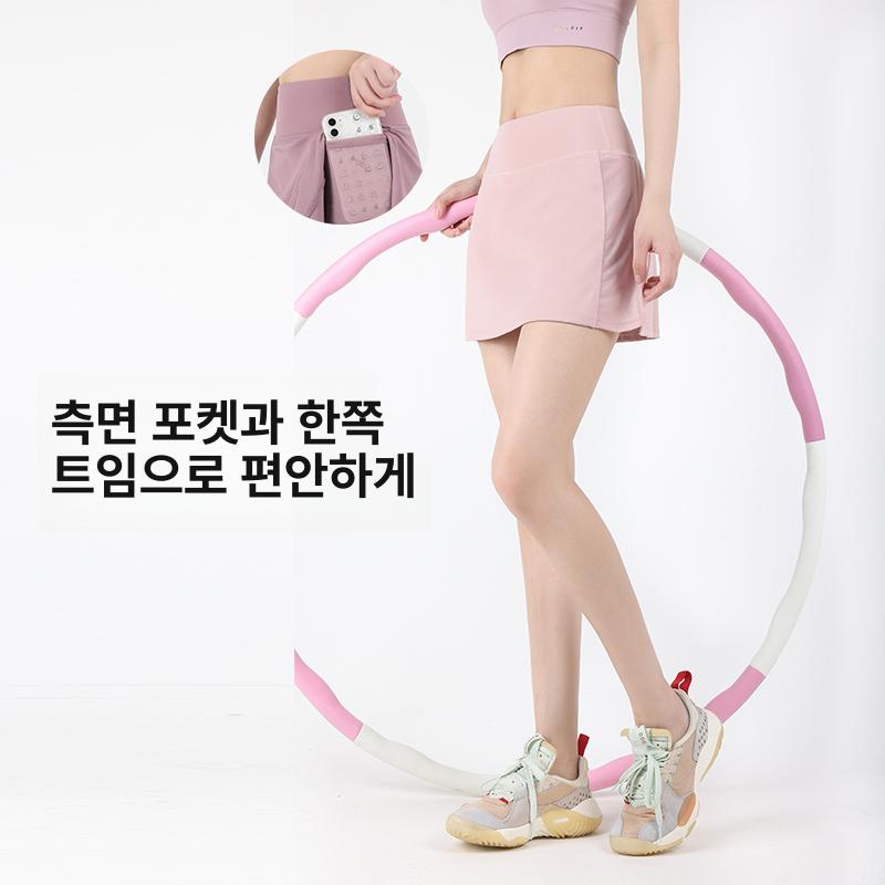 여성용 테니스 운동복 트레이닝 치마바지 하이웨스트 스커트 일체형 팬츠 더스티핑크 S - 상세 이미지 5