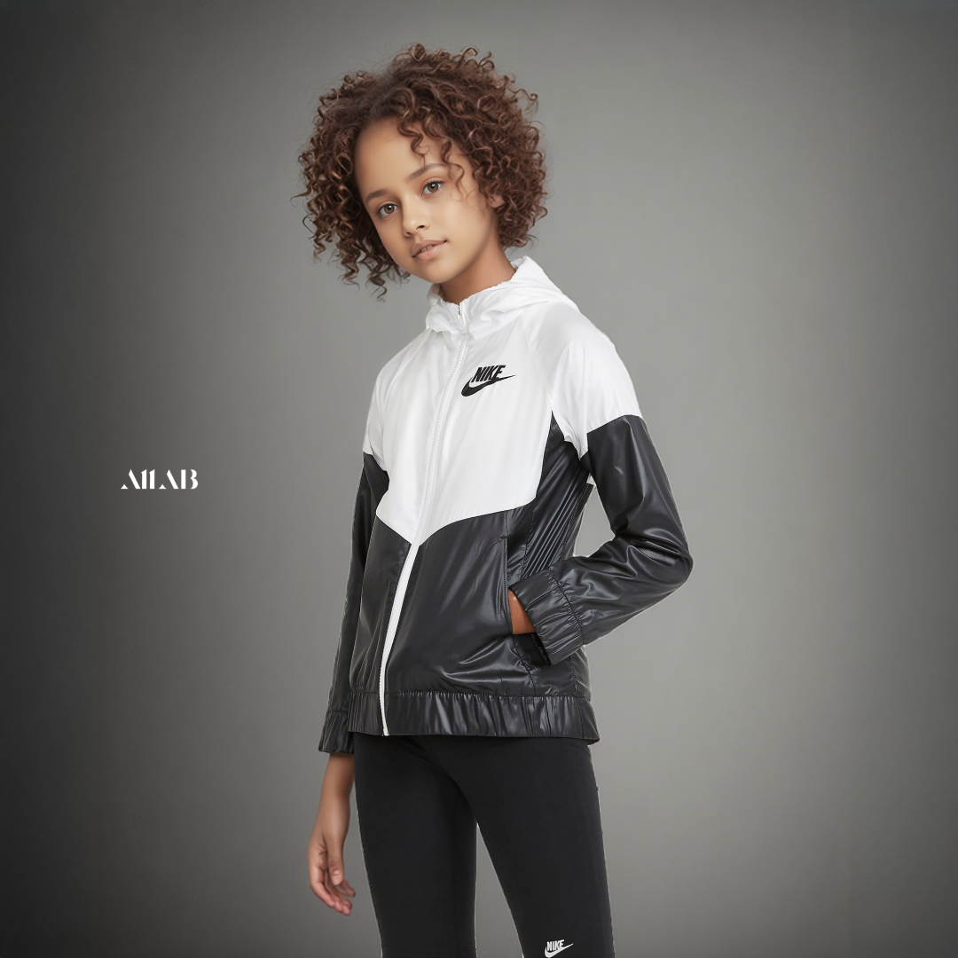 [국내매장판] 나이키 키즈 바람막이 간절기 어린이 아동 초등학생 후드 후디 재킷 윈드러너(화이트/블랙), L