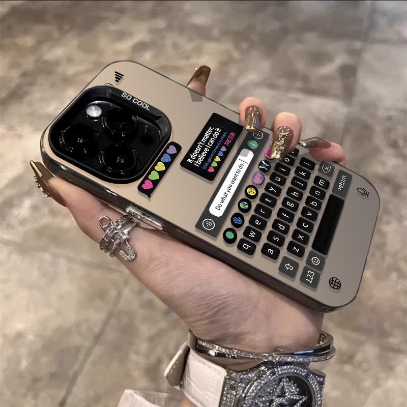 아이폰케이스 레트로 감성 젤리 케이스 채팅 키보드 장식 블랙A iphone 17 Pro Max - 상세 이미지 3