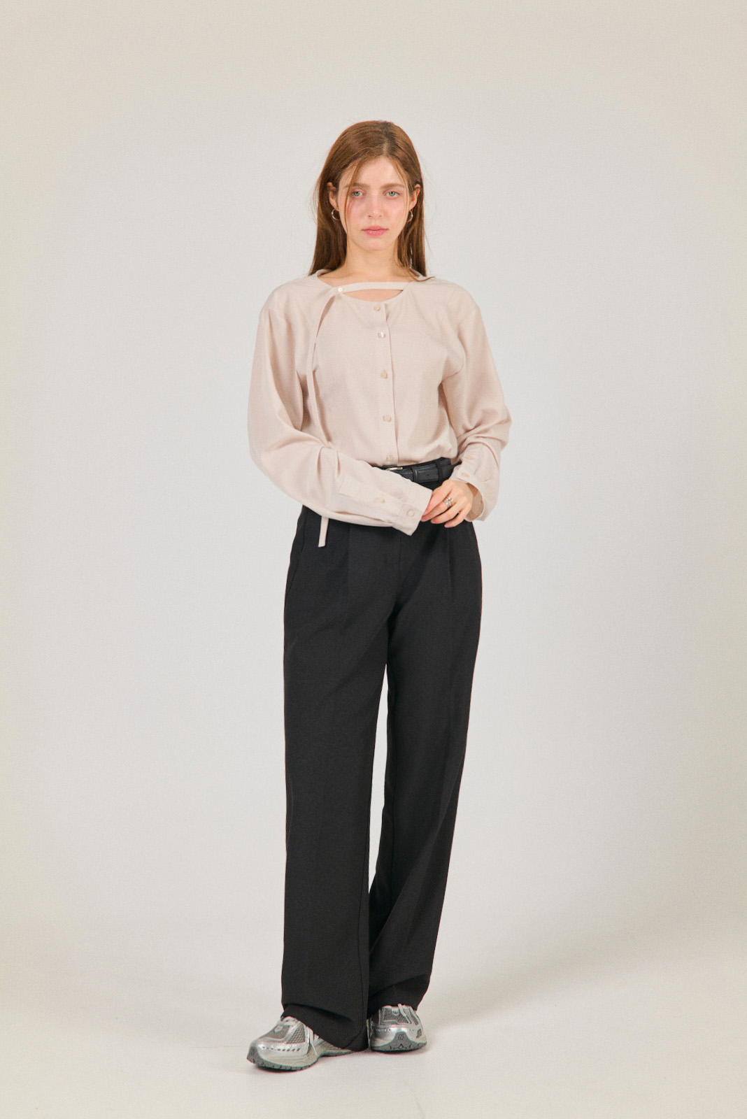 [자체제작] 플래터 릴렉스드 펜던트 와이드 슬랙스 팬츠 ( BLACK, 3SIZE) - 상세 이미지 3