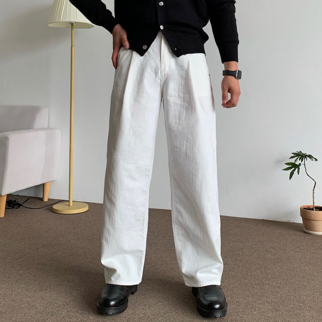 원턱 논페이드 와이드팬츠 - 상품 이미지