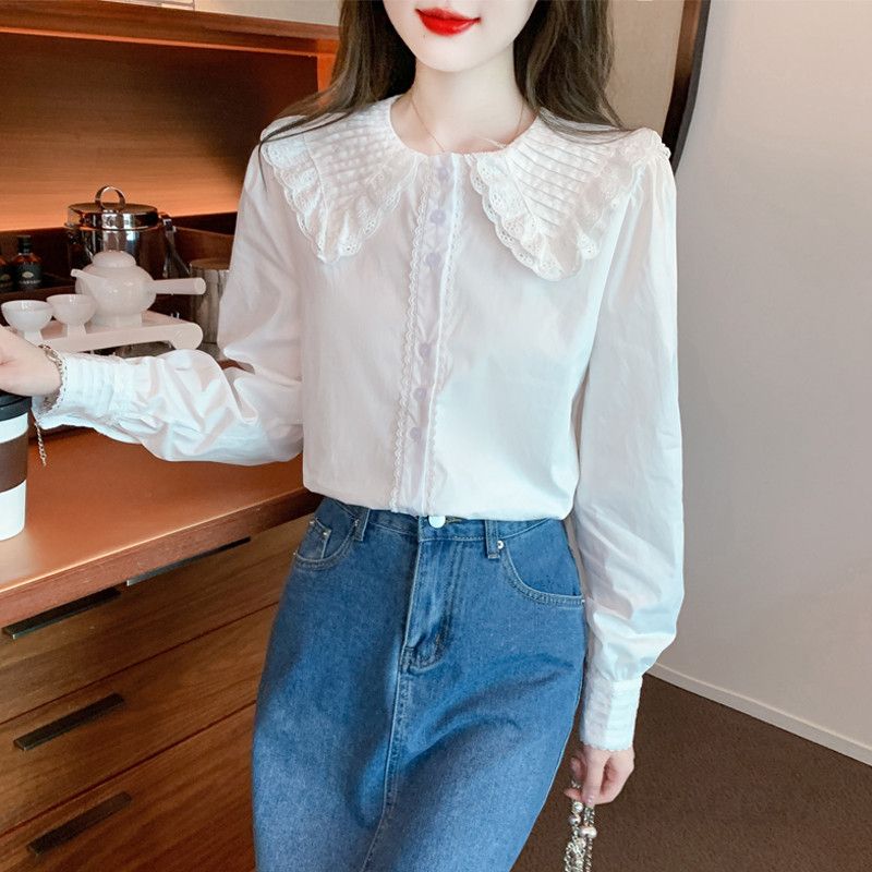 여성용 루즈핏 쉬폰 블라우스 가을신상 러플디자인 우아한 긴팔 셔츠 데일리 스타일 캐주얼한 착용감 - 상세 이미지 2