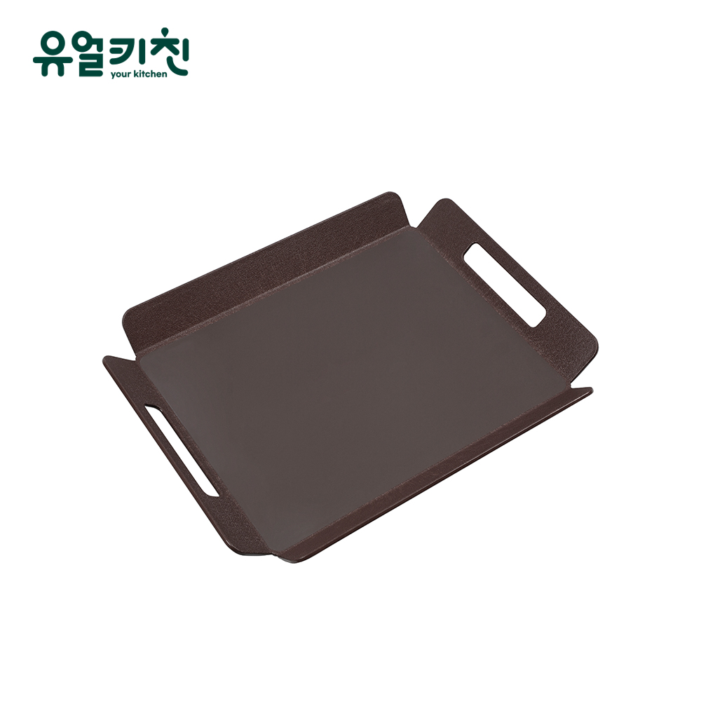 손잡이 스낵 쟁반 베이커리 트레이 대형, 브라운(논슬립 x), 1개