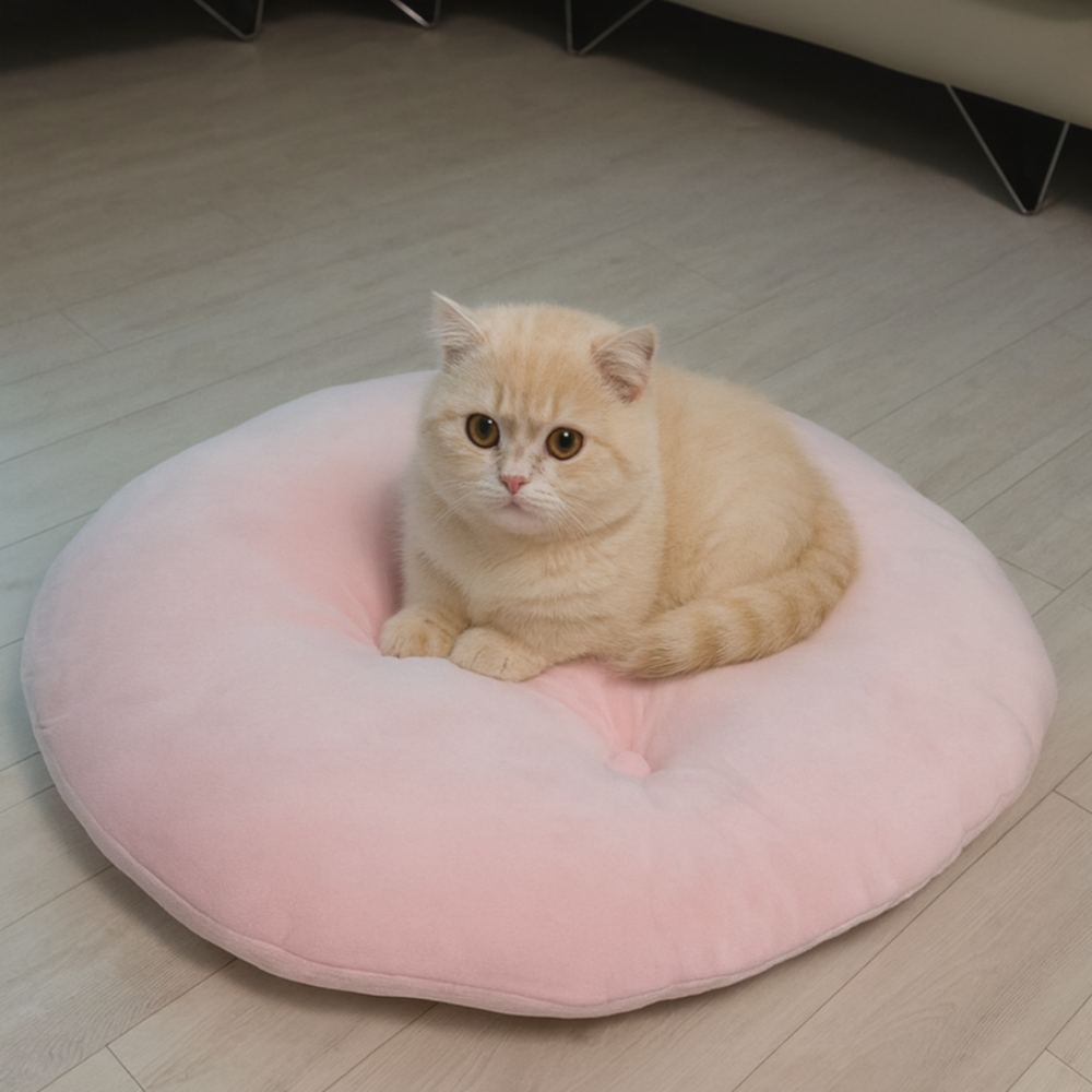 홈집합 강아지 고양이 펫쿠션 극세사 원형 침대 사계절용 - 상세 이미지 4