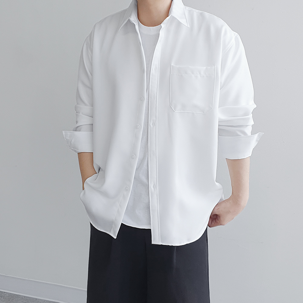 남자 오버핏 셔츠 구김없는 봄 가을 남방 빅사이즈 포켓 셔츠 13color - 상세 이미지 3