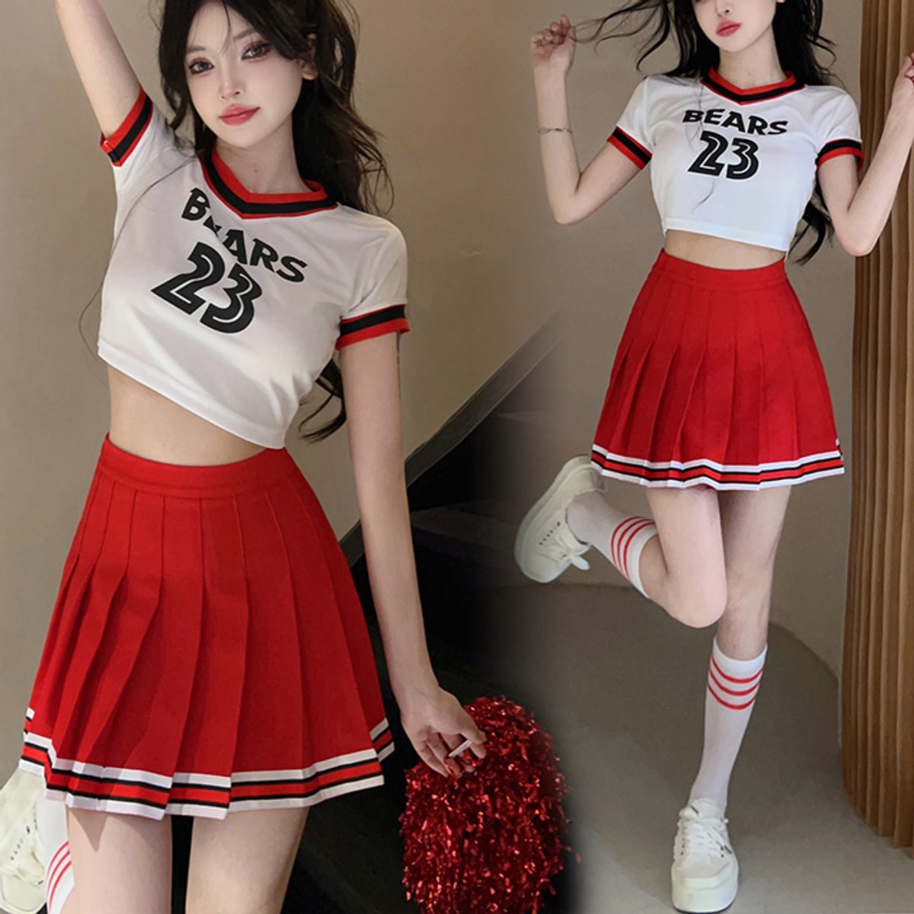 치어리더 옷 공연 치어리딩복 치어리딩의상 단체 댄스 반티 치어리더복 여성복 응원단복 588 보라색 세트 XS - 상세 이미지 4
