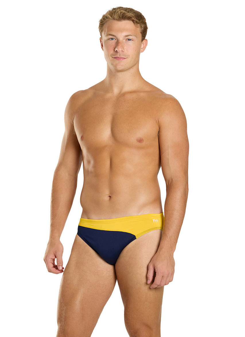 티어 남성 뱅가드 스플라이스 듀라패스트 엘리트 브리프 삼각 수영복 Navy/Gold - 상세 이미지 4