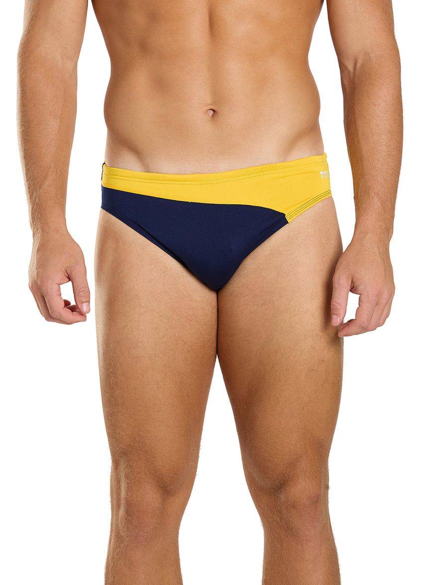 티어 남성 뱅가드 스플라이스 듀라패스트 엘리트 브리프 삼각 수영복 Navy/Gold - 상세 이미지 5