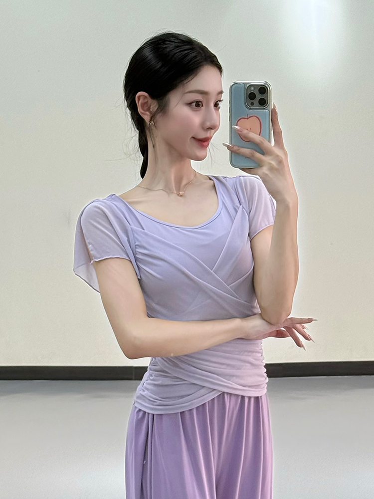 모던댄스복 무용 라인 공연복 사교 댄스옷 라이트퍼플 S - 상세 이미지 5