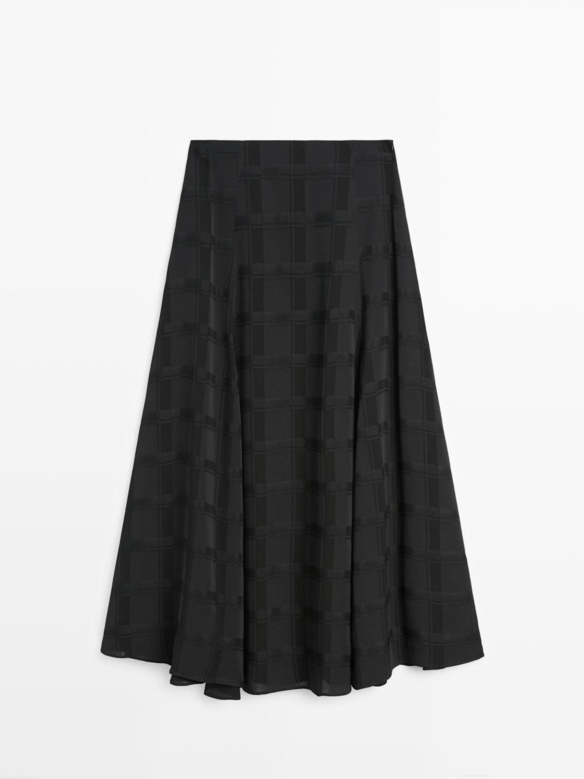 마시모두띠 체크 롱 플레어 스커트 5217/505 NAVY BLUE - 메인 이미지
