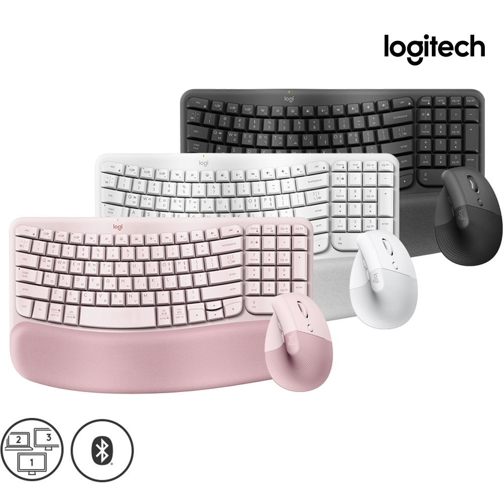 로지텍코리아 웨이브 KEYS 리프트 콤보 인체공학 무선 키보드마우스세트