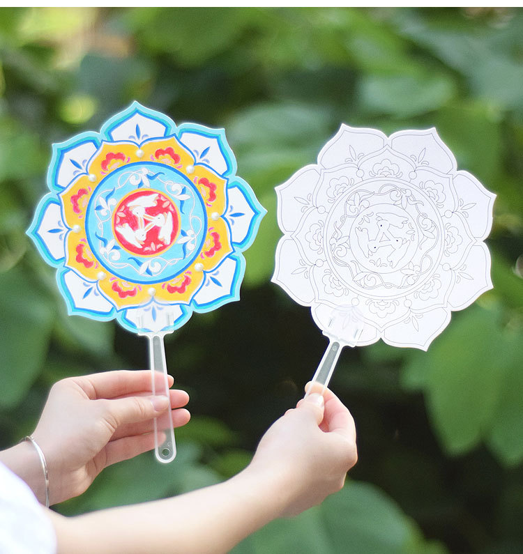 부채 색칠하기 DIY 키트 부채만들기 전통 무늬 노인인지 미술재료 디자인 6개 치매방지 이미지 8