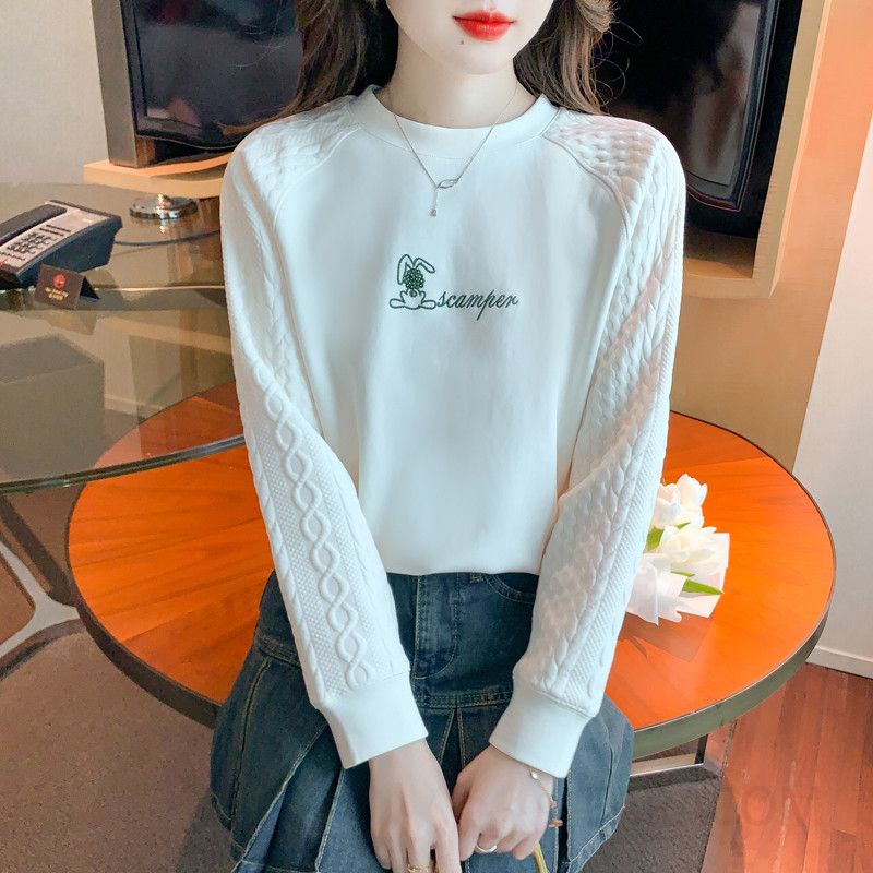 여성용 루즈핏 긴팔 티셔츠 세련된 스타일 데일리 캐주얼 가을용 편안한 착용감 후드리스 스웨트셔츠 모던한 디자인 - 상세 이미지 4