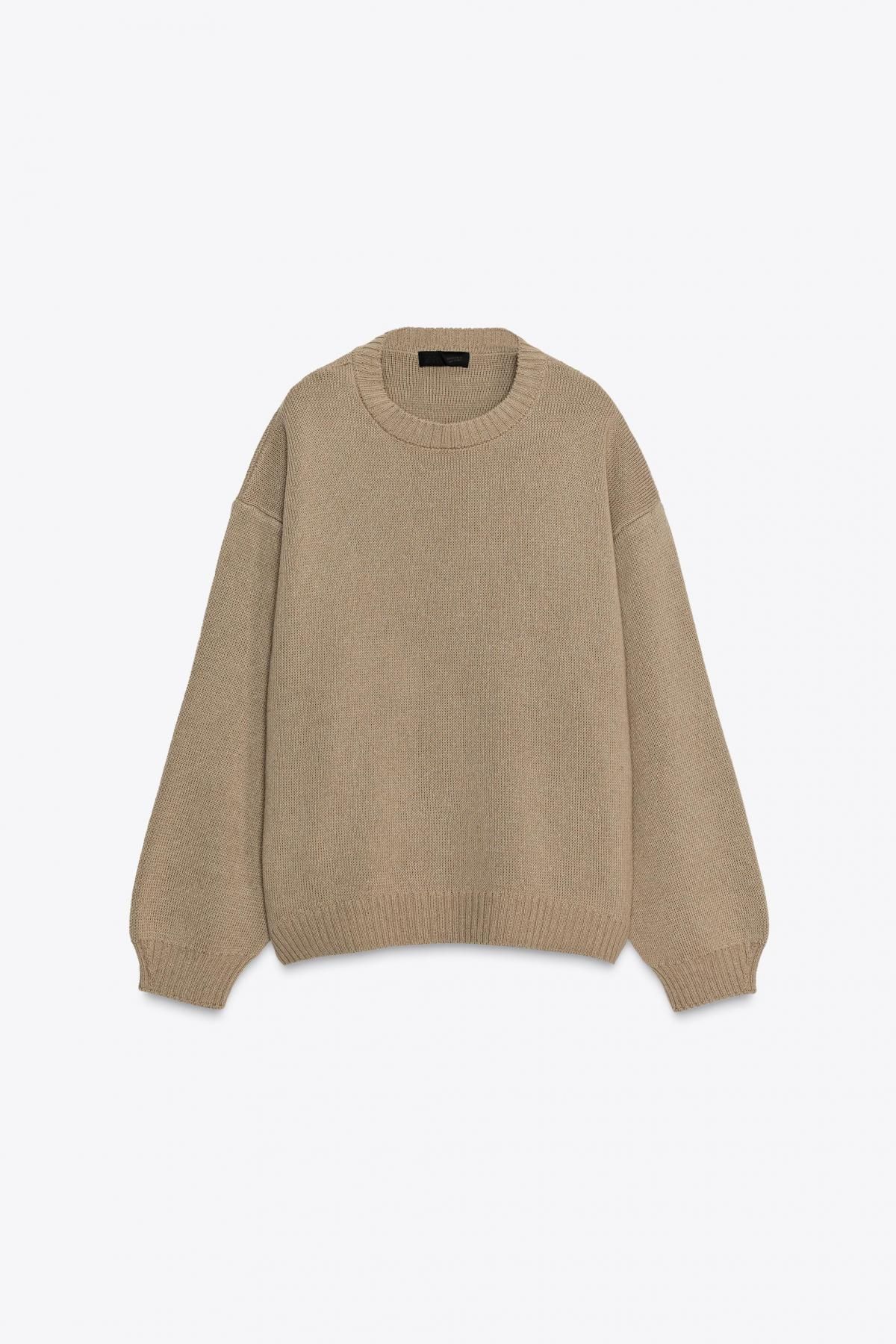 자라 오버사이즈 라운드넥 베이지 니트 스웨터 6236/112 LIGHT BEIGE - 상품 이미지