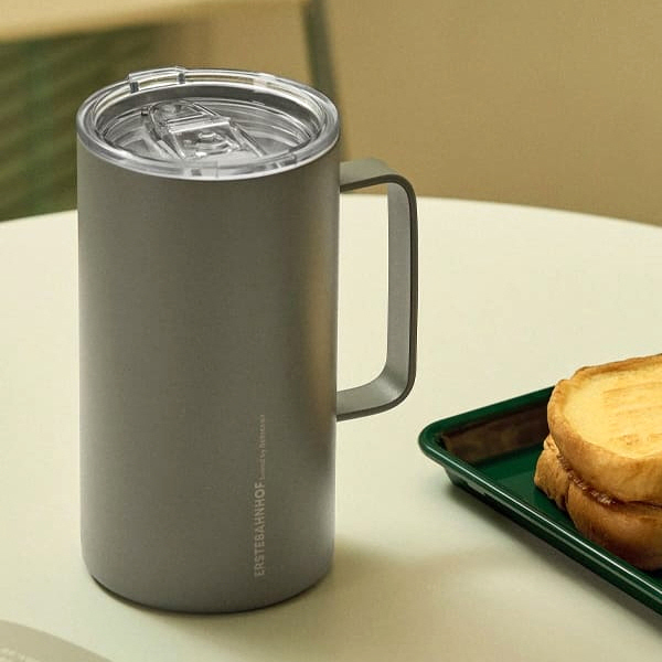 에스테반호프 스텐304 텀블러 보온보냉 이중진공 손잡이텀블러 700ml, 애쉬그레이 - 상품 이미지