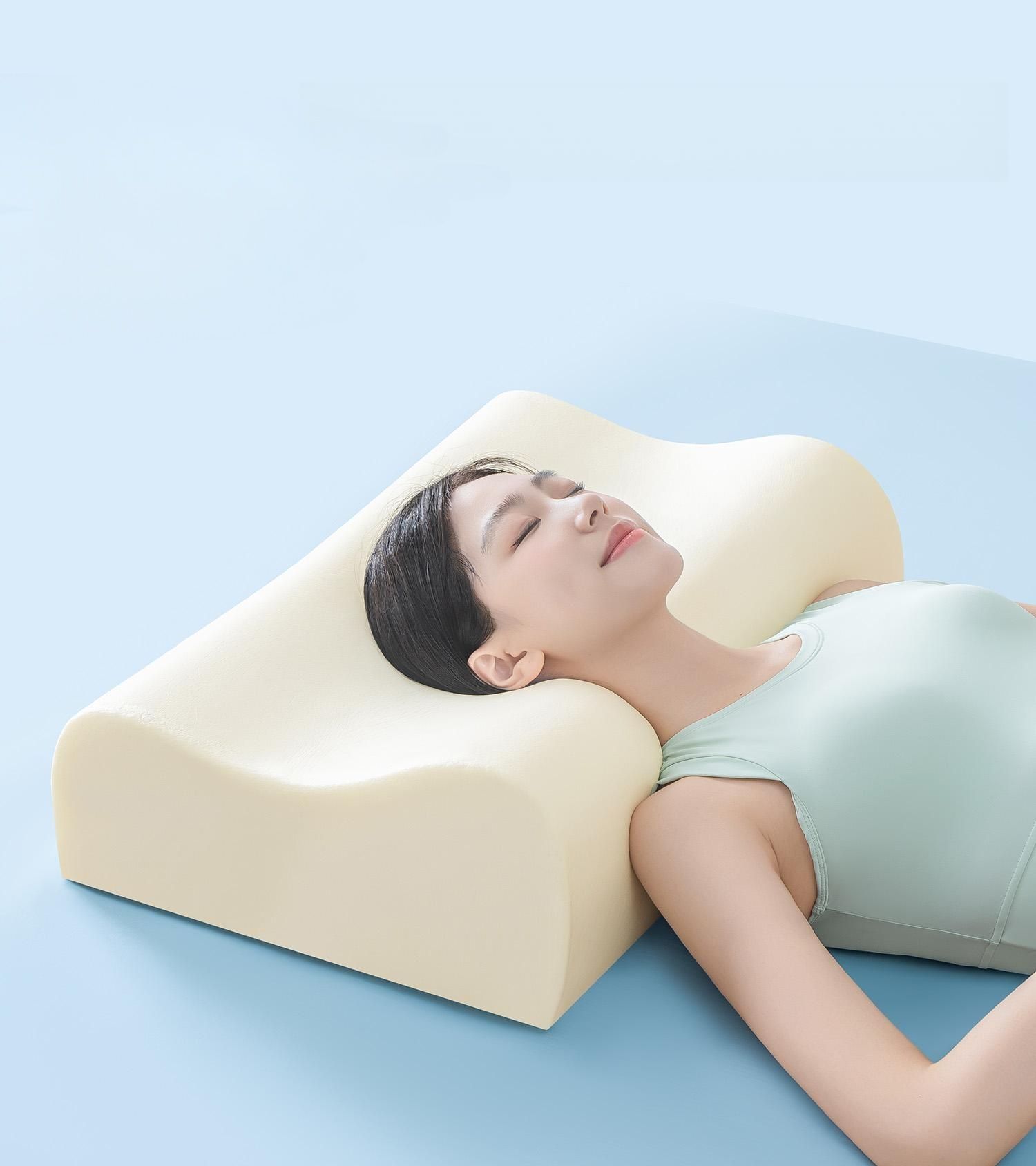 편안한 숙면 메모리폼 접이식 라텍스 베게 꿀잠 경추베개 목베개 메모리폼베개 일체형 성형 12cm 벨벳 로고 - 상품 이미지