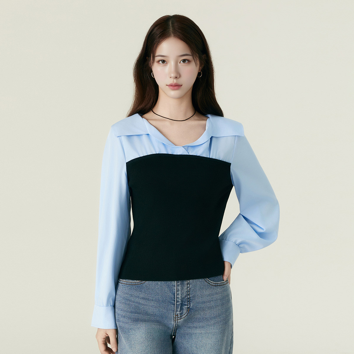 로엠 뷔스티에 니트 매칭 셔츠 RMYWF49R14