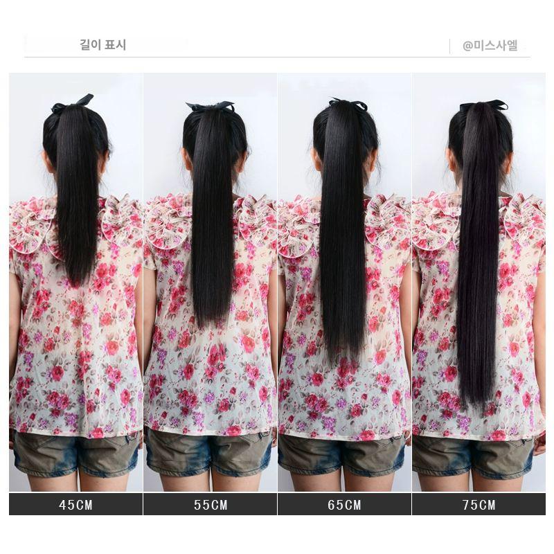 인모 포니테일 묶음머리 긴머리 여신 똥머리 가발 볼륨 45cm 40g 내추럴 - 상세 이미지 4
