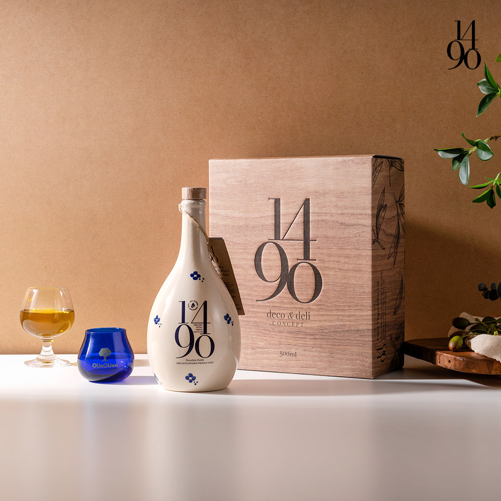 올리오올리바 1490 갈레라 피쿠도 유기농 엑스트라버진 올리브오일 500ml 시음잔 세트 - 상품 이미지