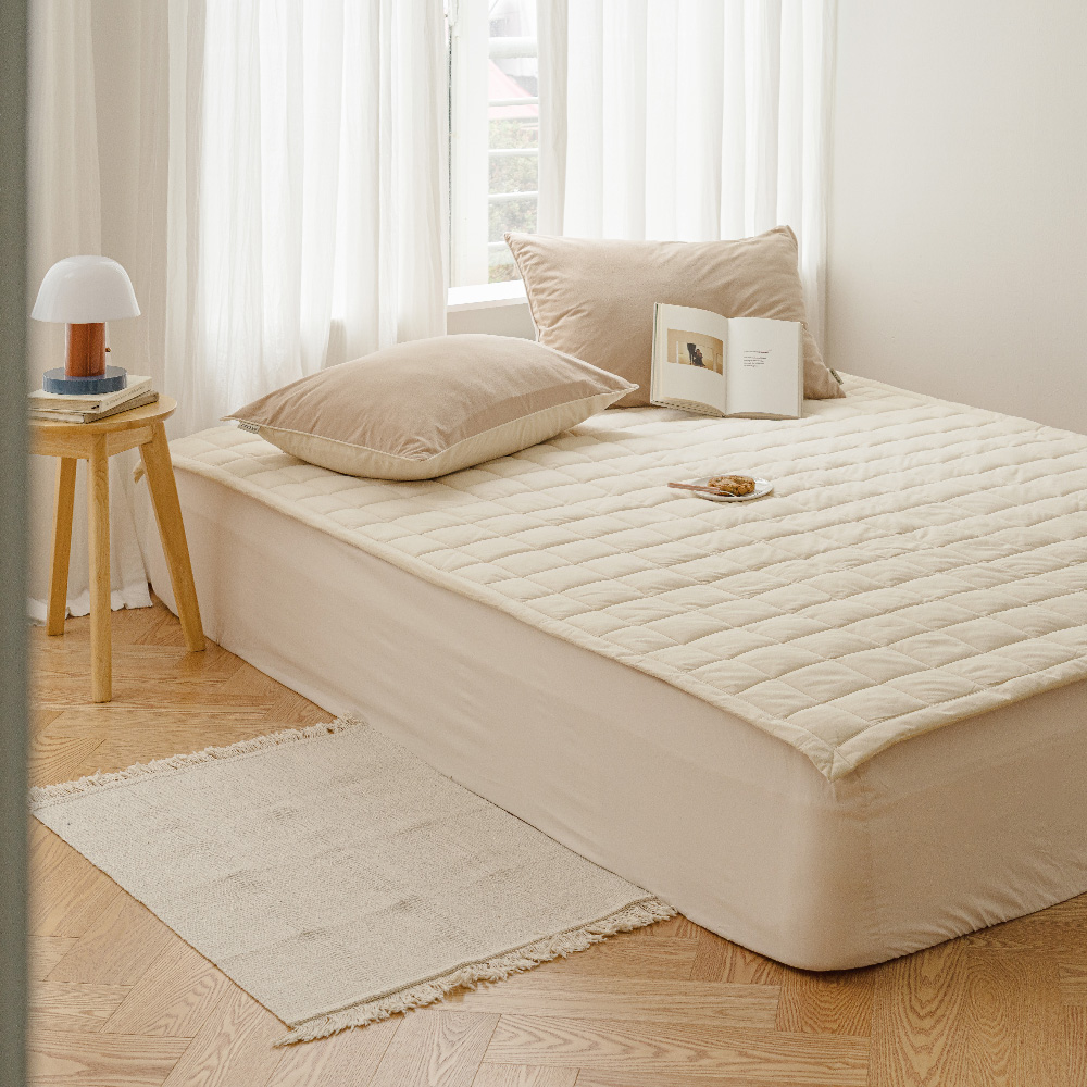 바자르 슈크림 극세사 겨울 고정밴딩 침대패드 SS