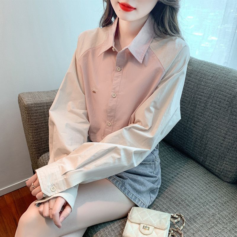 여성 가을용 루즈핏 긴팔 셔츠 캐주얼 스타일 다용도 면옴스포드 통기성 좋은 데일리 외출용 패션 유틸리티 디자인 - 상품 이미지