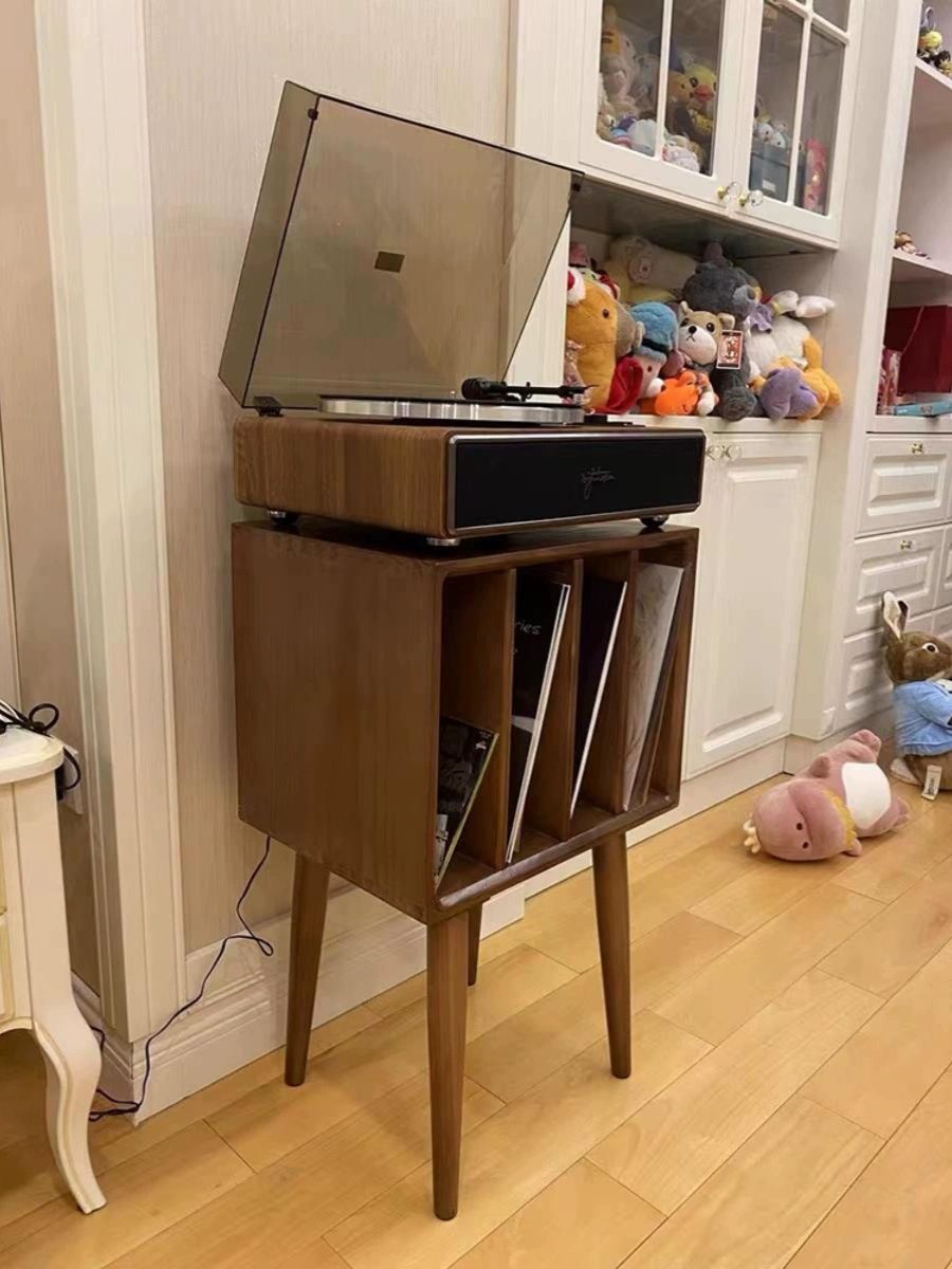 레코드 진열장 엘피 거치대 장식장 수납 보관함 호두색 데스크탑 캐비닛 정리 아크릴 선반 호두색 46x36x78cm 업그레이드 - 상세 이미지 2