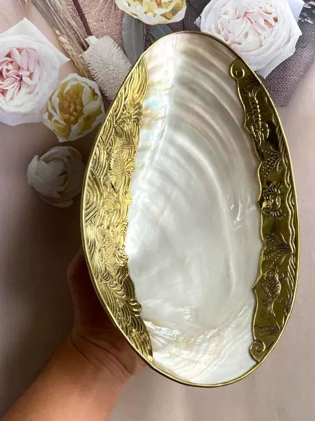 북유럽 조개 껍질 접시 플레이팅 그릇세트 접시 실버 숏 엣지 연간 26cmx16cm - 상세 이미지 4