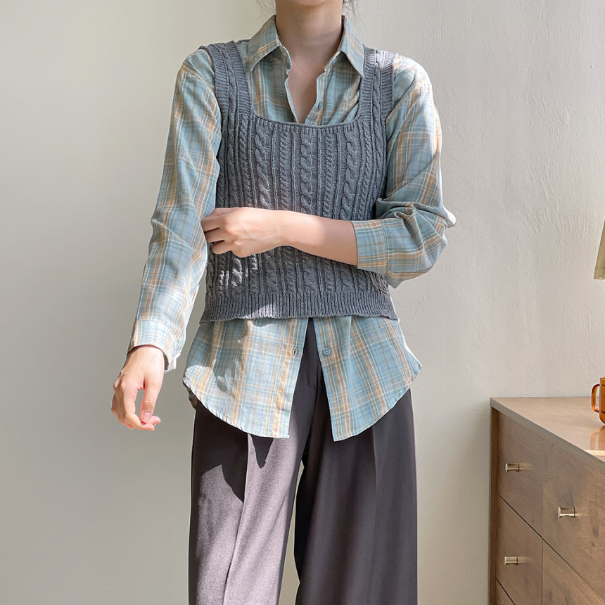 가을체크남방 여성체크남방 블라우스 핑크셔츠