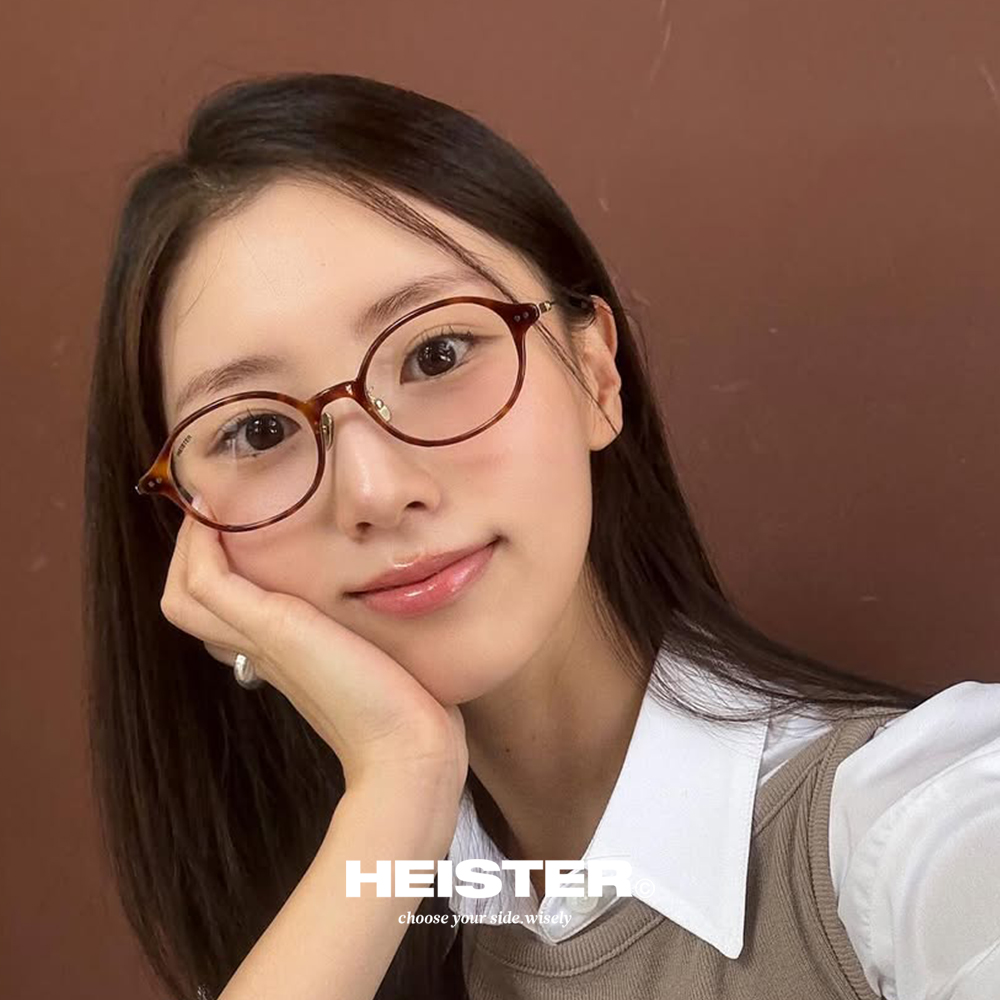 하이스터 델비 Delvey DEM 레오파드 뿔테 티타늄 콤비 가벼운 코받침 오벌 안경테 - 상품 이미지