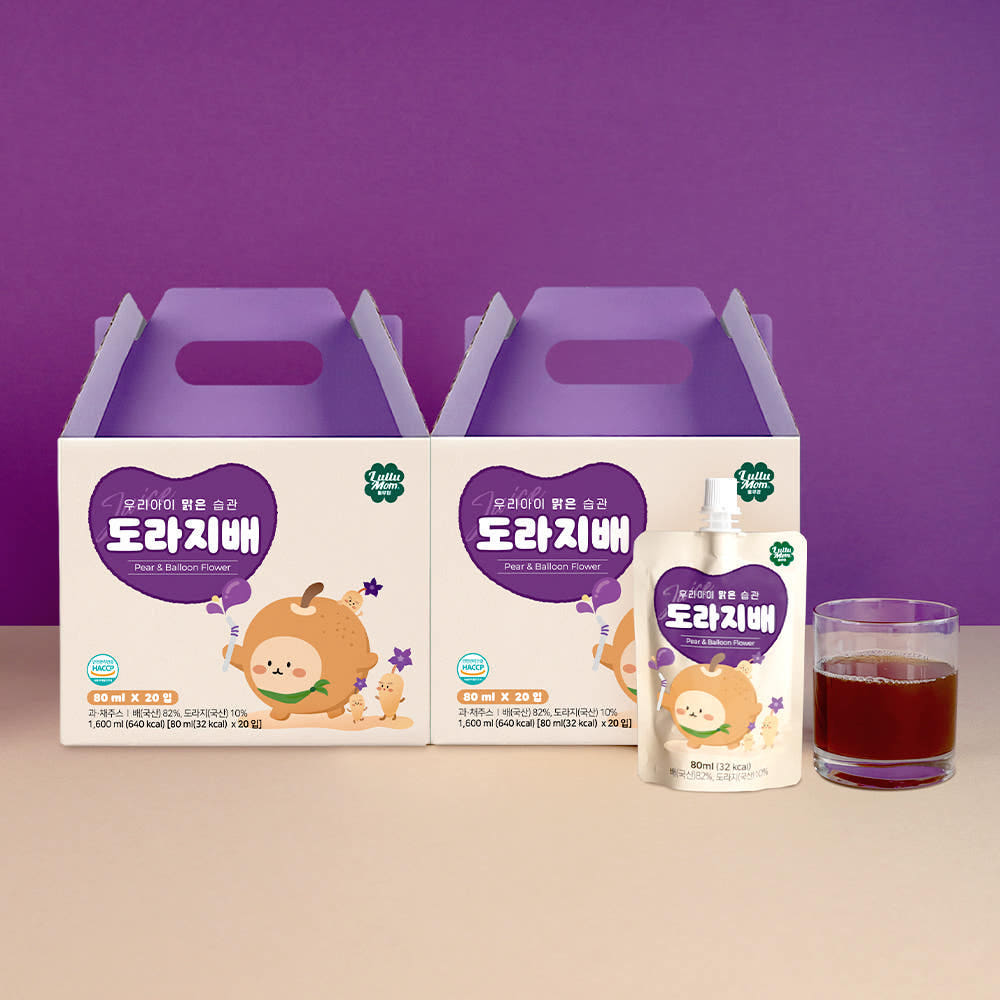 룰루맘 아기 배도라지즙 외 과채주스 2종 2박스(총 40봉) 원물착즙