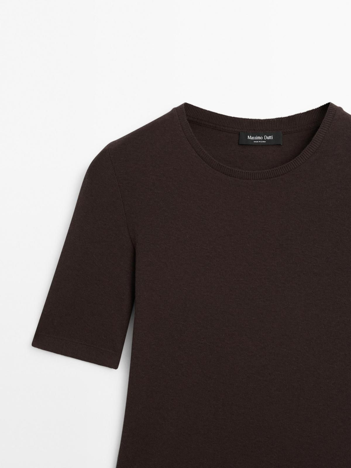마시모두띠 미니멀 코튼 블렌드 반팔 티셔츠 6280/106 BROWN - 상세 이미지 4
