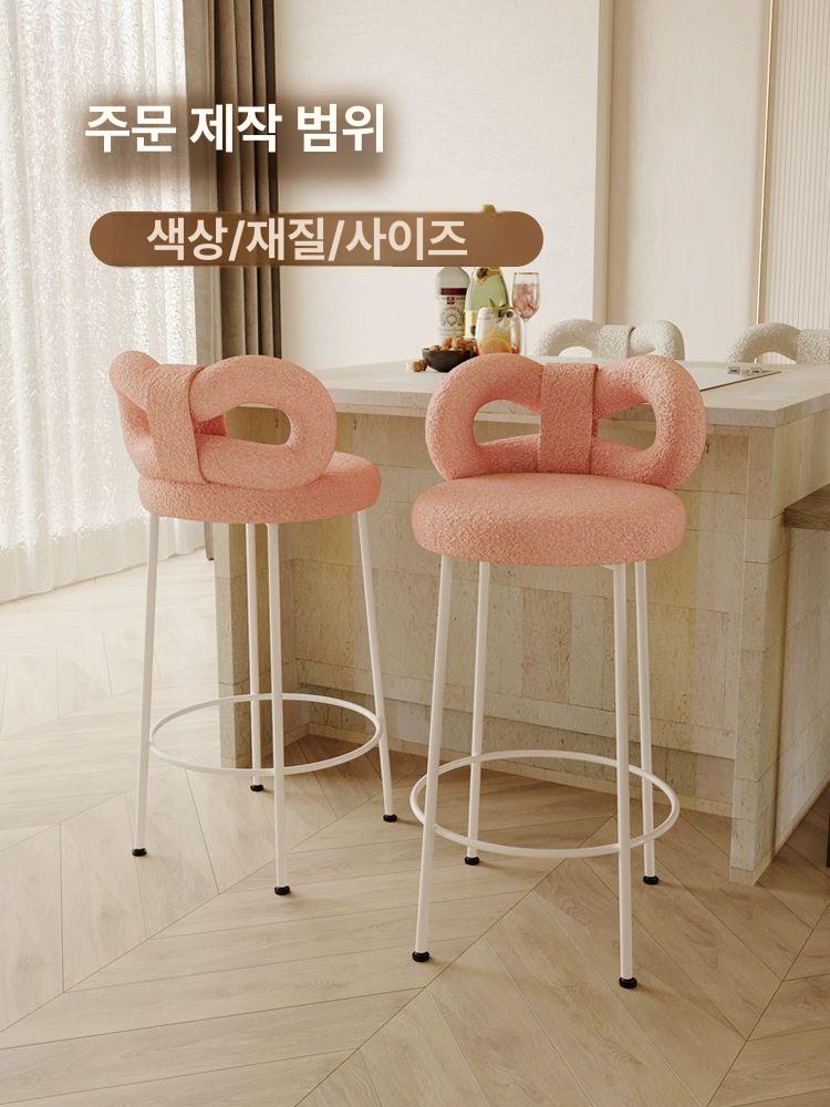 높은화장대의자 스툴 등받이 높은 양가죽 나비의자 자취방 침실 원형 베이지 파우더룸 인테리어 화이트 - 상세 이미지 3